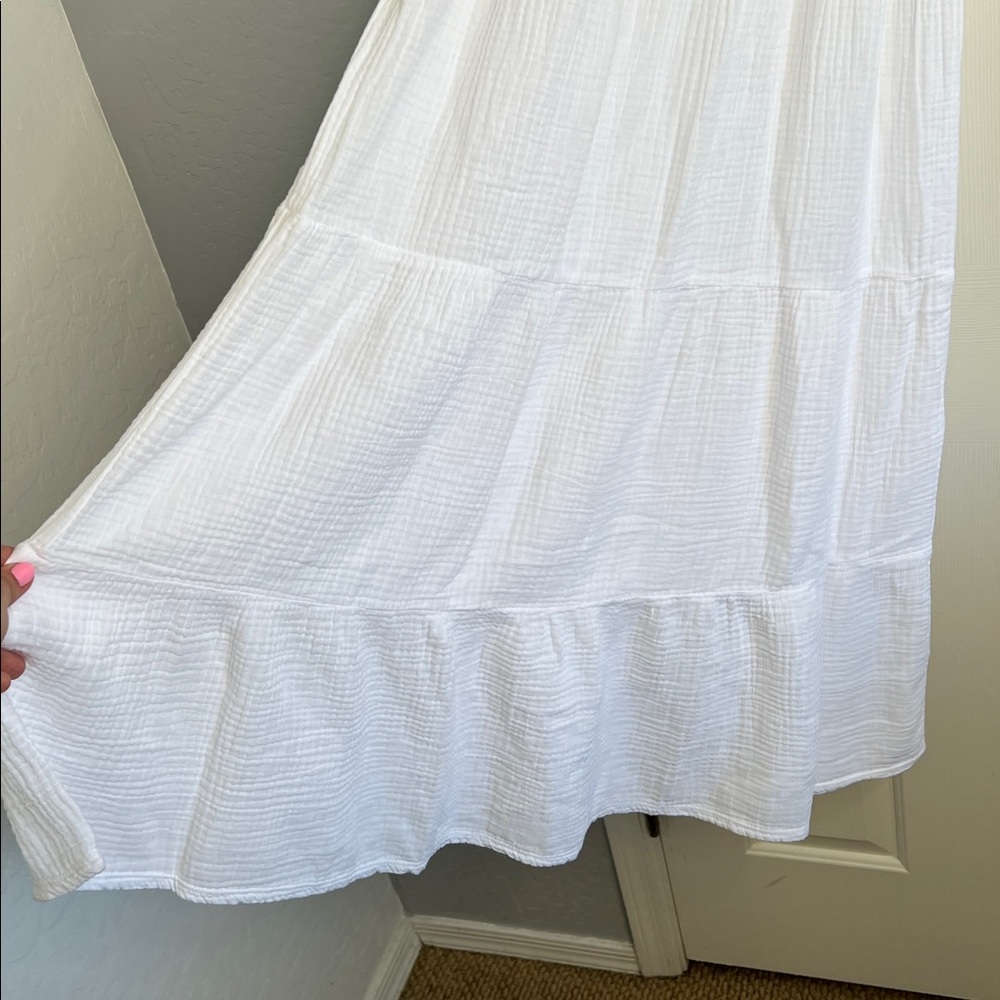 Nation LTD Mindy dress white puff sleeve midi dress small made in USA - Picture 7 of 9